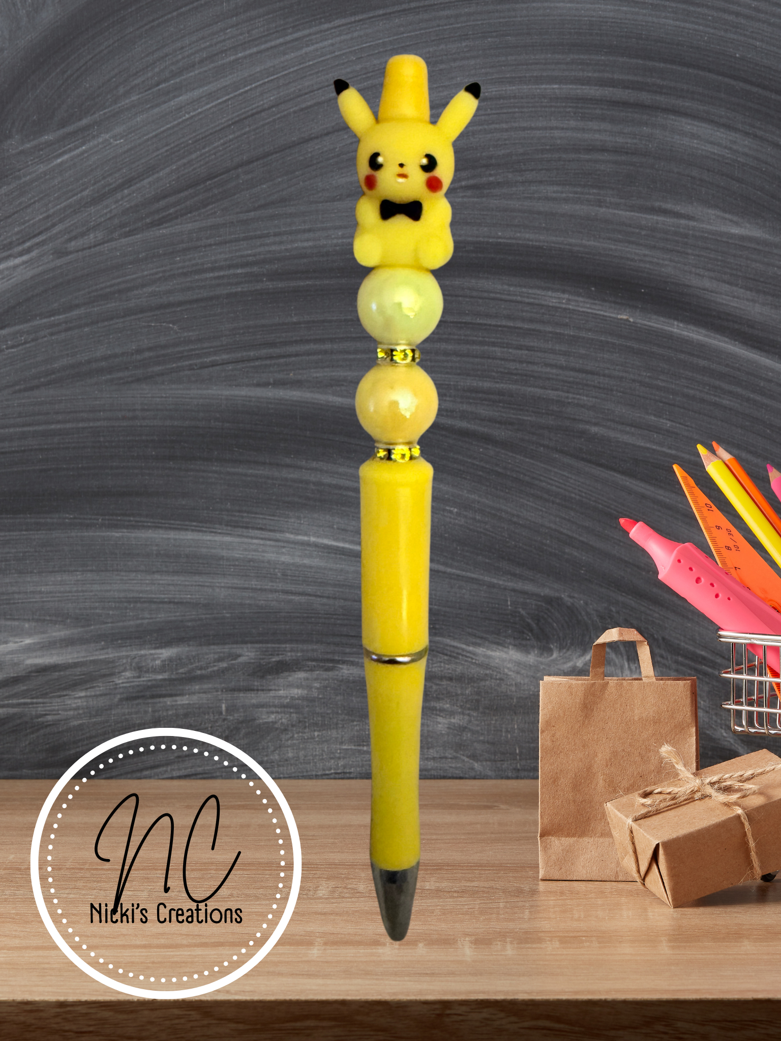 Hand-Crafted Pikachu Beaded Pen