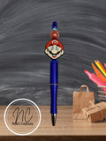 Hand-Crafted Mario Beaded Pen (Blue)